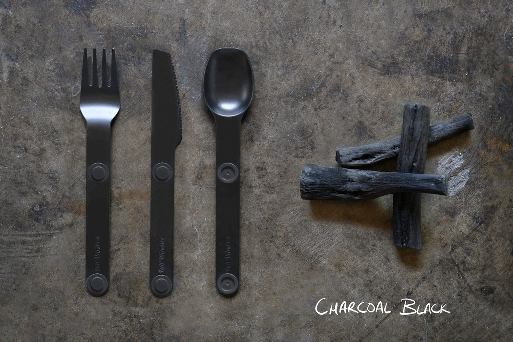 Magware magnetic portable outdoor cutlery set in the nature-inspired Charcoal Black color design